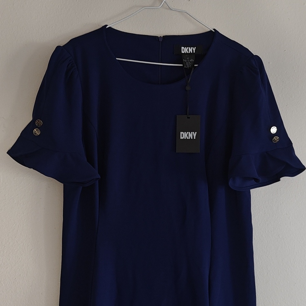 DKNY WOMEN'S SHORT-SLEEVE JEWEL NECKLINE DRESS (SIZE 14) - Picture 2 of 7